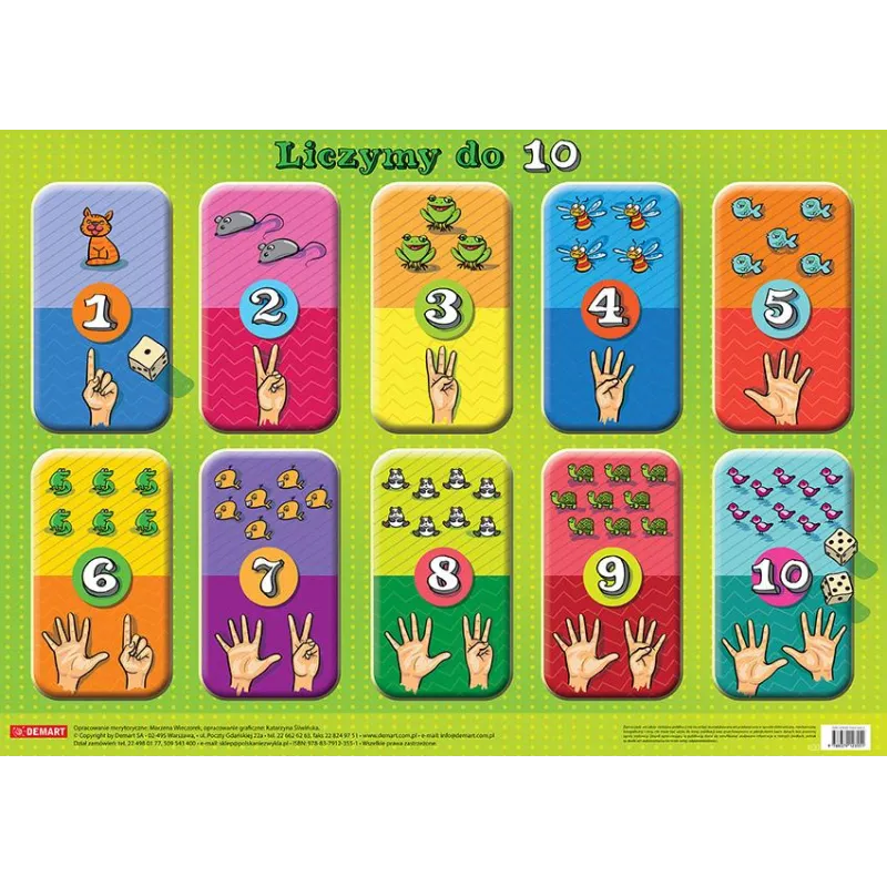 LICZYMY DO 10. PLANSZA EDUKACYJNA NA ŚCIANĘ I BIURKO 4+ - Demart