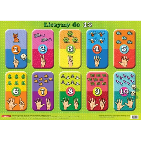 LICZYMY DO 10. PLANSZA EDUKACYJNA NA ŚCIANĘ I BIURKO 4+ - Demart