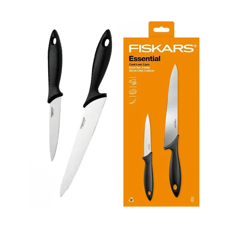 ZESTAW NOŻY FISKARS ESSENTIAL 21 CM I 11 CM STAL NIERDZEWNA HRC 53