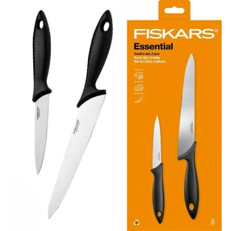 ZESTAW NOŻY FISKARS ESSENTIAL 21 CM I 11 CM STAL NIERDZEWNA HRC 53