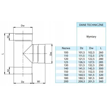 Trójnik Okrągły 90° Fi 220 Ocynk - System Wentylacyjny / Klimatyzacyjny