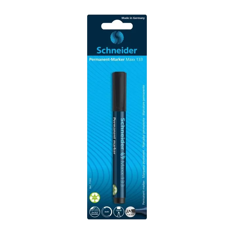 MARKER PERMANENTNY CZARNY MAXX 133 ŚCIĘTY 1–4 MM SCHNEIDER