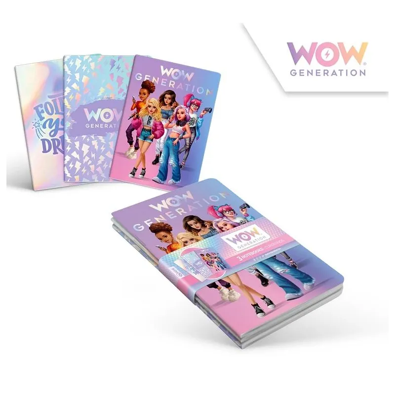 ZESZYTY WOW 3 SZTUKI 25 KARTEK KRATKA LINIA CZYSTY KIDS EUROSWAN A5