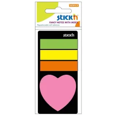 ZAKŁADKI INDEKSUJĄCE NEONOWE STICKN Z NOTESIKIEM SERDUSZKO
