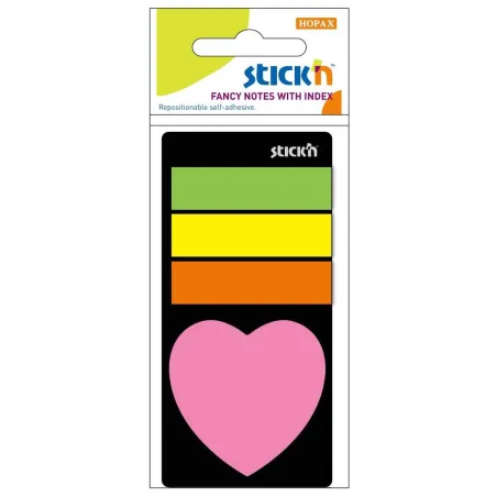 Zakładki Indeksujące Neonowe Stickn Z Notesikiem Serduszko