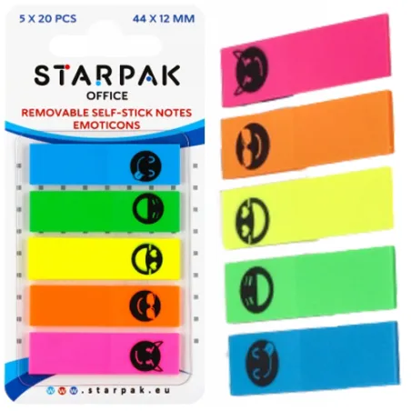 Zakładki Indeksujące Naklejki Emotki 5 Kolorów Starpak