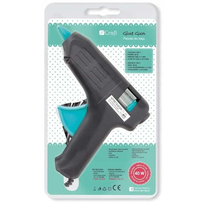PISTOLET DO KLEJU NA GORĄCO 40 W – KLEJARKA DO DIY I RĘKODZIEŁA DPCRAFT