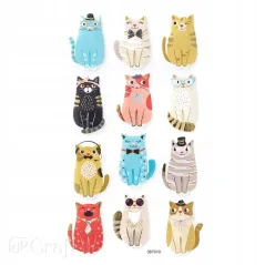 NAKLEJKI Z PIANKI KOTY 12 SZT OZDOBY DEKORACYJNE DO DIY DPCRAFT