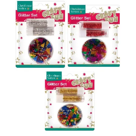 Zestaw 3 Ozdób Brokatowych Mix Boże Narodzenie Craft With Fun