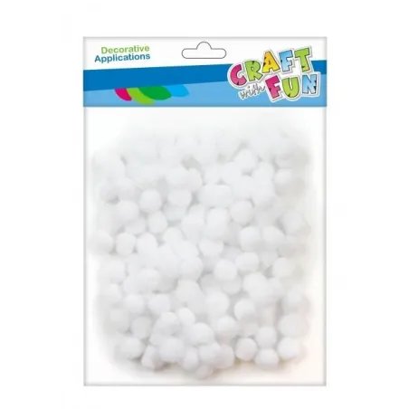POMPONY DEKORACYJNE BIAŁE 120SZT CRAFT WITH FUN