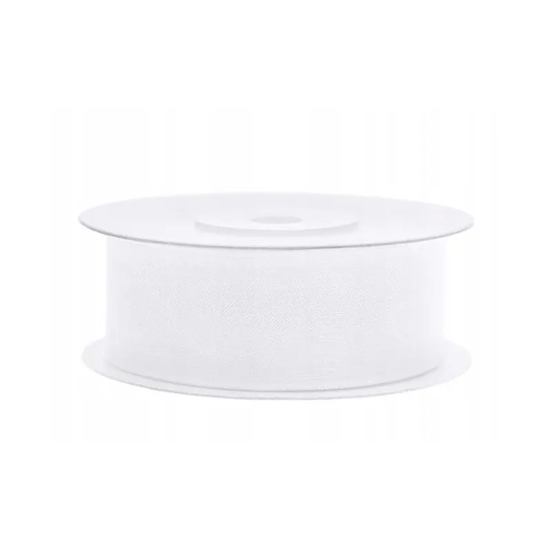 WSTĄŻKA ORGANZA 25 MM 25 M BIAŁA DO DEKORACJI I PAKOWANIA PREZENTÓW
