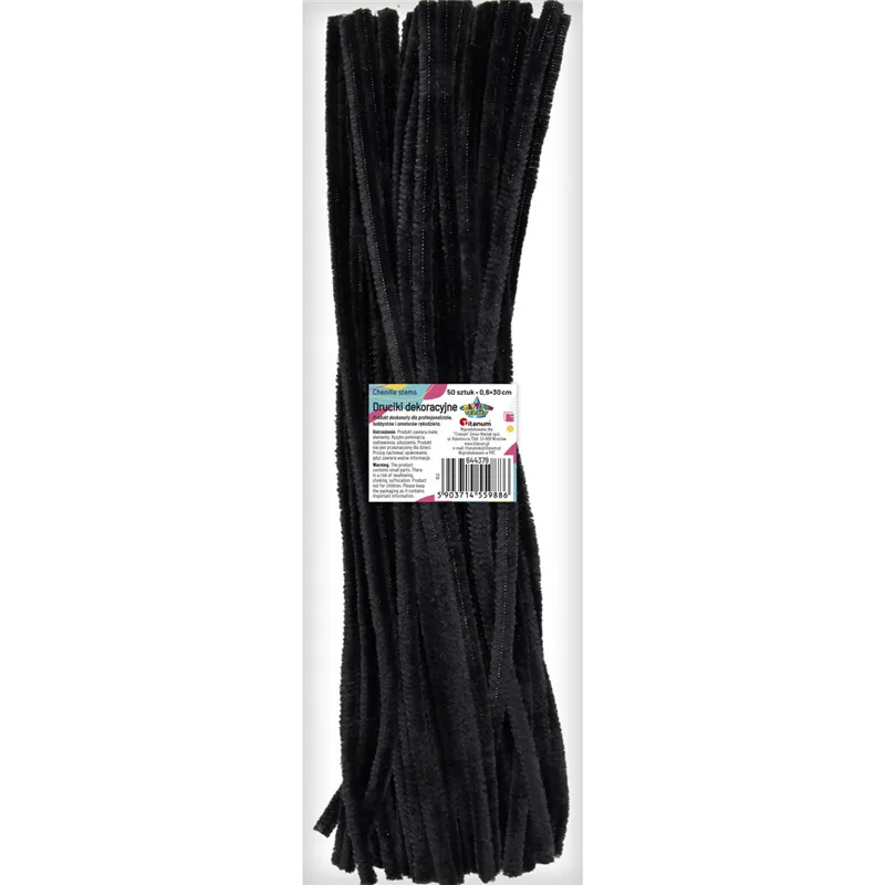 DRUCIKI KREATYWNE CZARNE 0.6 X 30 CM 25 SZT DO PRAC PLASTYCZNYCH