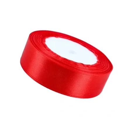 WSTĄŻKA ORGANZA 25 MM 25 M CZERWONA DO DEKORACJI I PAKOWANIA PREZENTÓW