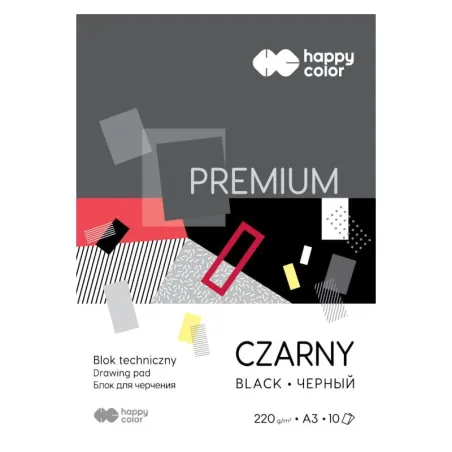 Blok Techniczny Czarny 10 Arkuszy Happy Color Premium A4