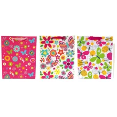 TOREBKA Z BROKATEM KWIATY I MOTYLE MIX WZORÓW A4