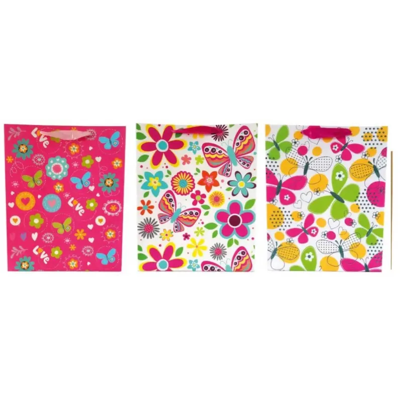 TOREBKA Z BROKATEM KWIATY I MOTYLE MIX WZORÓW A4