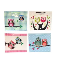 TOREBKA Z BROKATEM 3D SOWY MIX WZORÓW A4