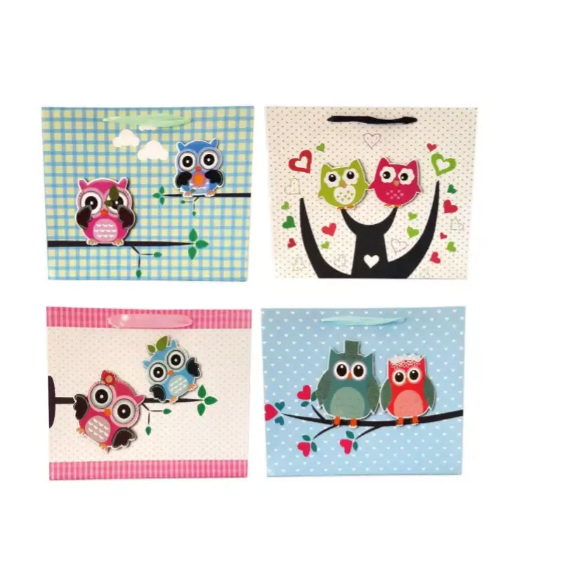 TOREBKA Z BROKATEM 3D SOWY MIX WZORÓW A4