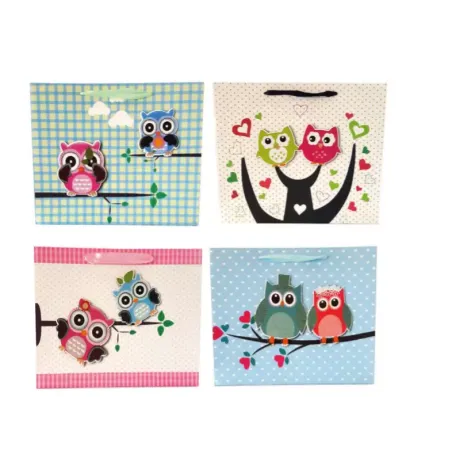 Torebka Z Brokatem 3D Sowy Mix Wzorów A4