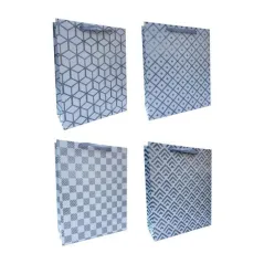 TOREBKA PREZENTOWA BIAŁA ZE SREBRNYM WZOREM