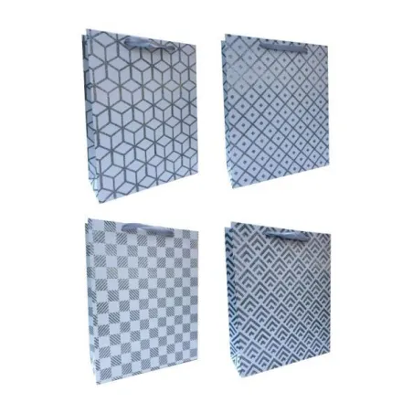 TOREBKA PREZENTOWA BIAŁA ZE SREBRNYM WZOREM