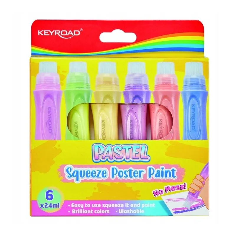 FARBY PLAKATOWE PASTELOWE W PIÓRZE DO WYCISKANIA 6KOLORÓW