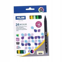 FLAMASTRY BICOLOR DWUSTRONNE 48 KOLORÓW 24 SZT MILAN