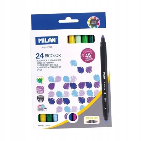 FLAMASTRY BICOLOR DWUSTRONNE 48 KOLORÓW 24 SZT MILAN