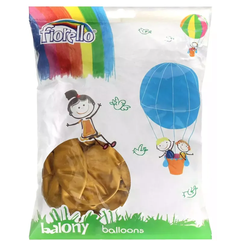 ZESTAW 100 BALONÓW METALICZNYCH ZŁOTYCH 10 CALI FIORELLO