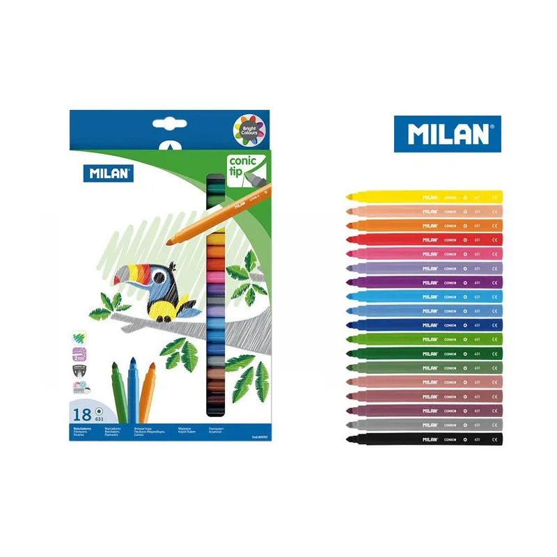 FLAMASTRY STOŻKOWE 18 KOLORÓW MILAN - Milan