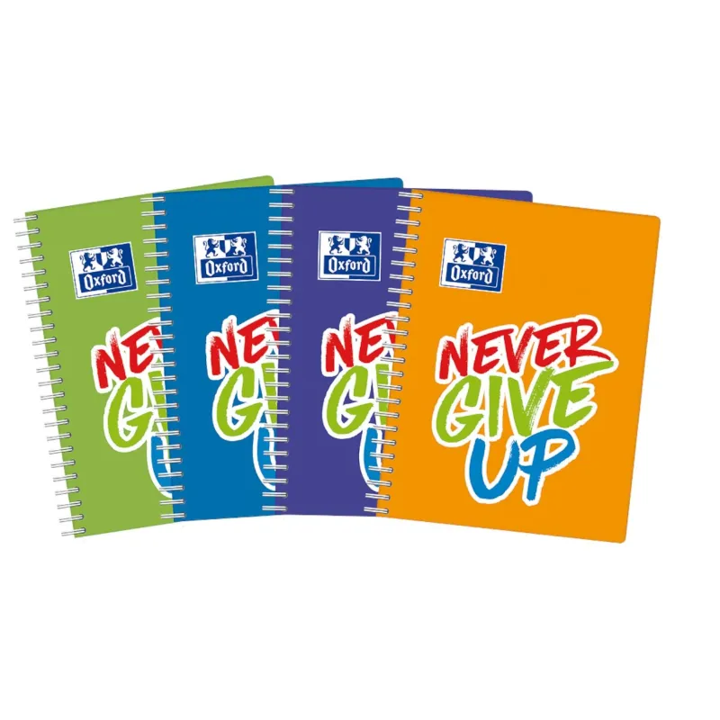 KOŁOZESZYT W KRATKĘ 80 KARTEK NEVER GIVE UP OXFORD A4
