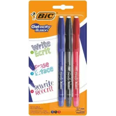 DŁUGOPISY WYMAZYWALNE GEL-OCITY ILLUSION BIC 3 SZTUKI