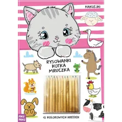 RYSOWANKI KOTKA MRUCZKA. KSIĄŻECZKA Z KREDKAMI I Z NAKLEJKAMI