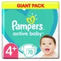 Pampers, Active Baby, Pieluchy Jednorazowe, Rozmiar 4+, Maxi Plus, 10-15 Kg, 70 Szt.