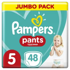 PIELUCHOMAJTKI PAMPERS PANTS ROZMIAR 5 12-17 KG JUNIOR JUMBO PACK 48 SZT. - Procter & Gamble