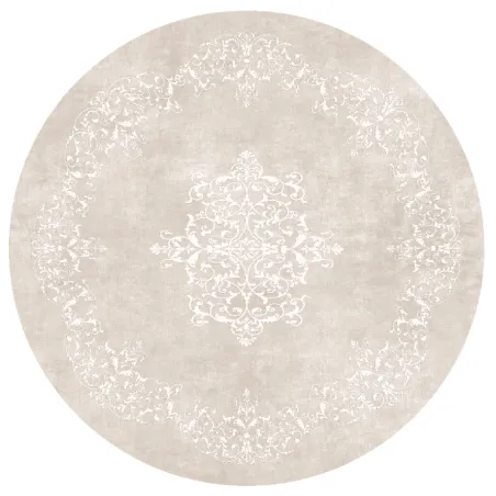 OKRĄGŁY DYWAN DO SALONU WILTON SANTI 240 CM BEŻOWO-BIAŁY