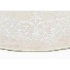 Okrągły Dywan Do Salonu Wilton Santi 240 Cm Beżowo-Biały