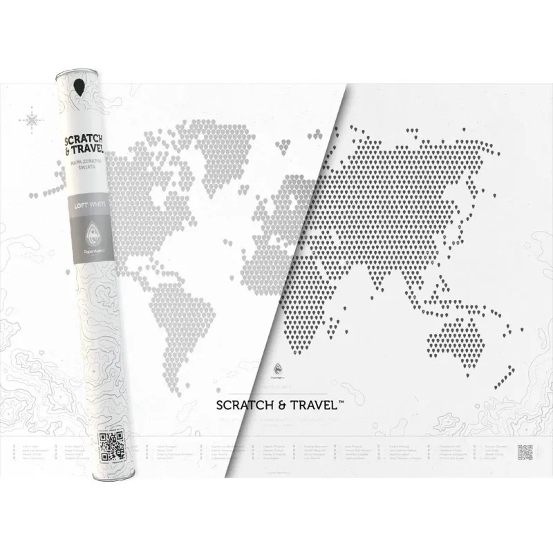 MAPA ŚWIATA ZDRAPKA LOFT WHITE SCRATCH AND TRAVEL - Paperape