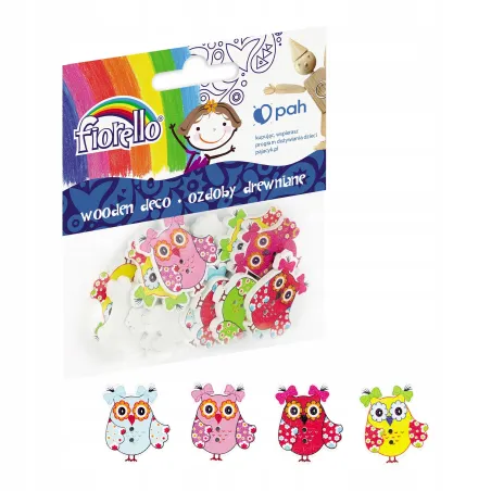 Drewniane Ozobne Guziki Sowa Fiorello 15 Sztuk