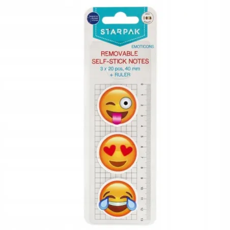 ZESTAW ZAKŁADEK INDEKSUJĄCYCH 3X20 KARTEK EMOTKI + LINIJKA