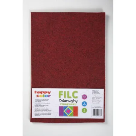 Filc Dekoracyjny Impregnowany Bordowy 20X30Cm 5 Arkuszy