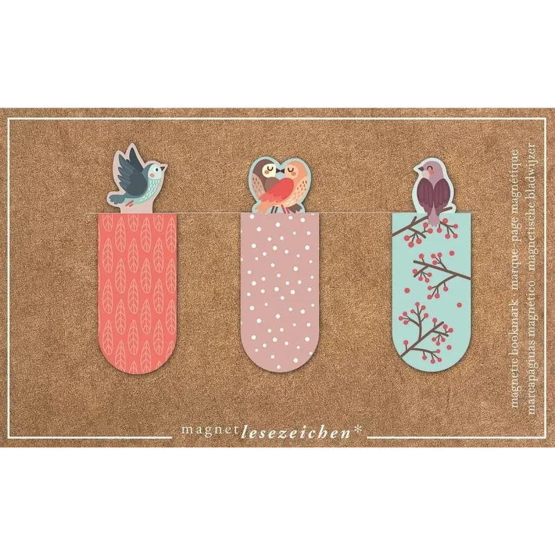 ZESTAW 3 ZAKŁADEK MAGNETYCZNYCH ROMANTYCZNE PTAKI CASS FILM