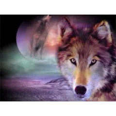 DIAMENTOWA MOZAIKA WILK W BLASKU KSIĘŻYCA 30X40CM