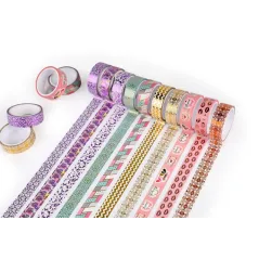 Taśma Dekoracyjna Washi Ozdobna Pozłacana 1.5 Cm X 5 M