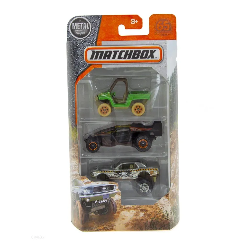 SAMOCHODZIKI METALOWE MATCHBOX DIRTY MUDDERS 3-PAK 3+ - Mattel