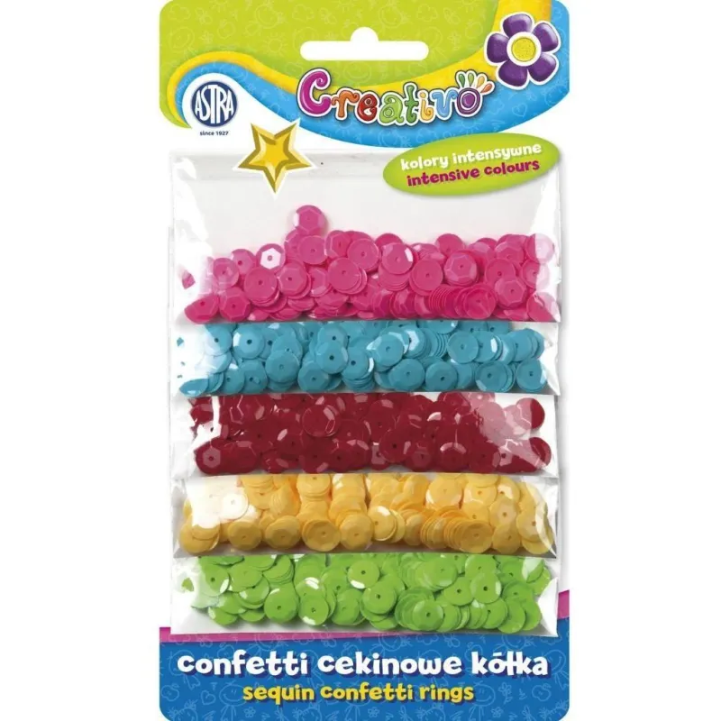 CONFETTI CEKINOWE KÓŁKA MIX 5 KOLORÓW INTENSYWNYCH 1000 SZTUK