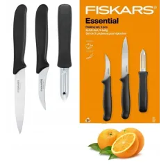 FISKARS ESSENTIAL ZESTAW 2 NOŻY + SKROBACZKA - 7 CM I 11 CM, STAL NIERDZEWNA
