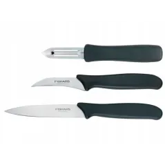 Fiskars Essential Zestaw 2 Noży + Skrobaczka - 7 Cm I 11 Cm, Stal Nierdzewna