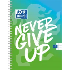 KOŁOZESZYT W KRATKĘ 80 KARTEK NEVER GIVE UP ZIELONO-NIEBIESKI OXFORD B5
