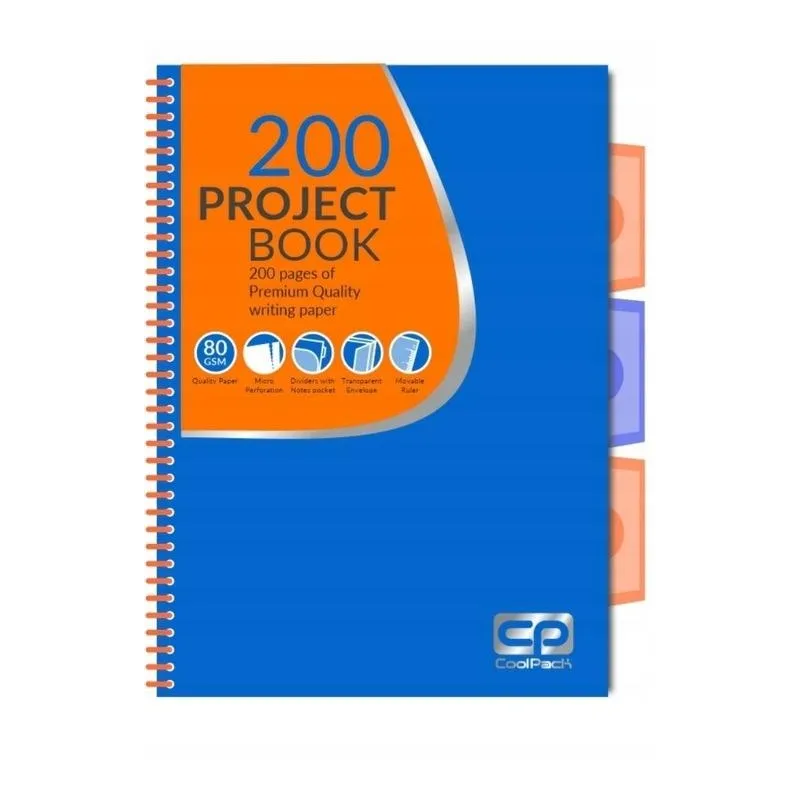 KOŁOZESZYT W KRATKĘ 100 KARTEK COOLPACK NEON NIEBIESKI NA SPIRALI A5